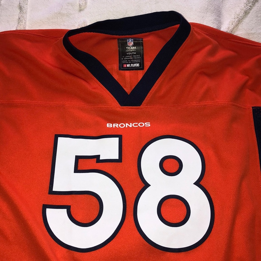 NFL Denver Broncos Orange & Navy Von Miller #58 Kids Jersey - Picture 3 of 5